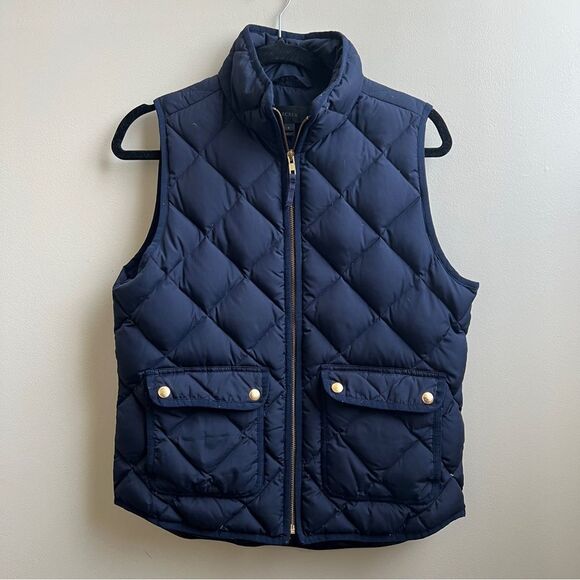 J.Crew Quilted Down Puffer Vest navy blue gorpcore  Size Small - Picture 1 of 4